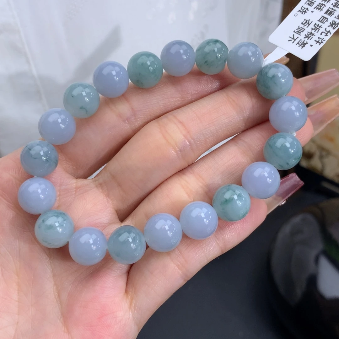翡翠手链未镶嵌卡10细润双彩手串