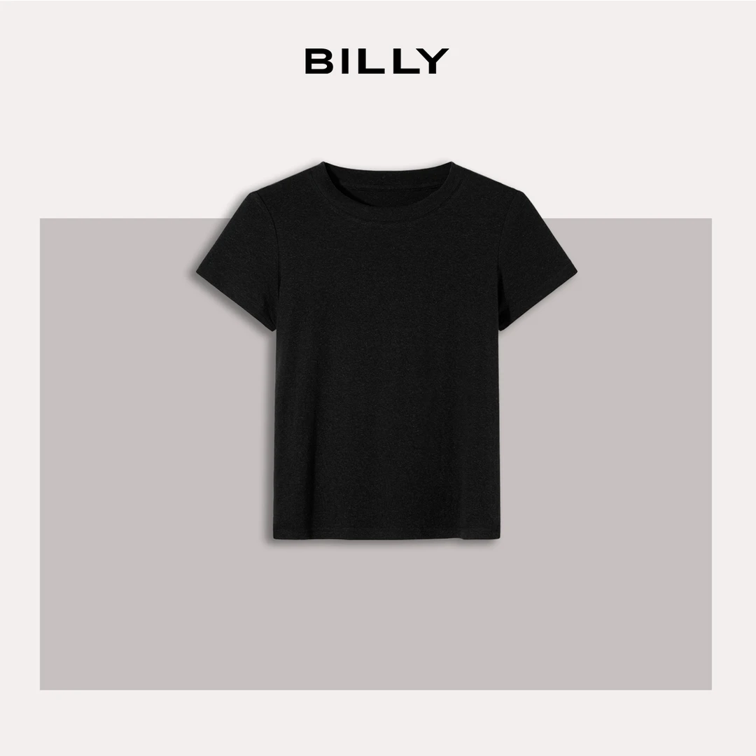 Billy/比利比利圆领亚麻天丝T女欧若风新款简约上衣t恤夏装百搭