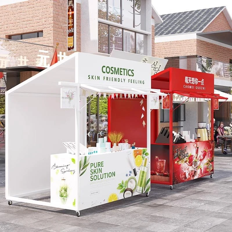 商业街美食节可移动小吃摊位户外集市地摊车网红热门摆摊铁艺餐车