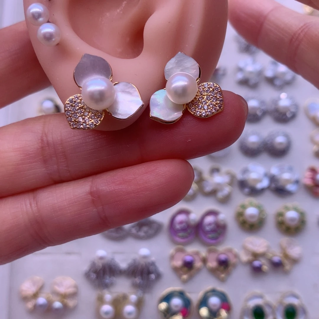 合金淡水珍珠耳饰