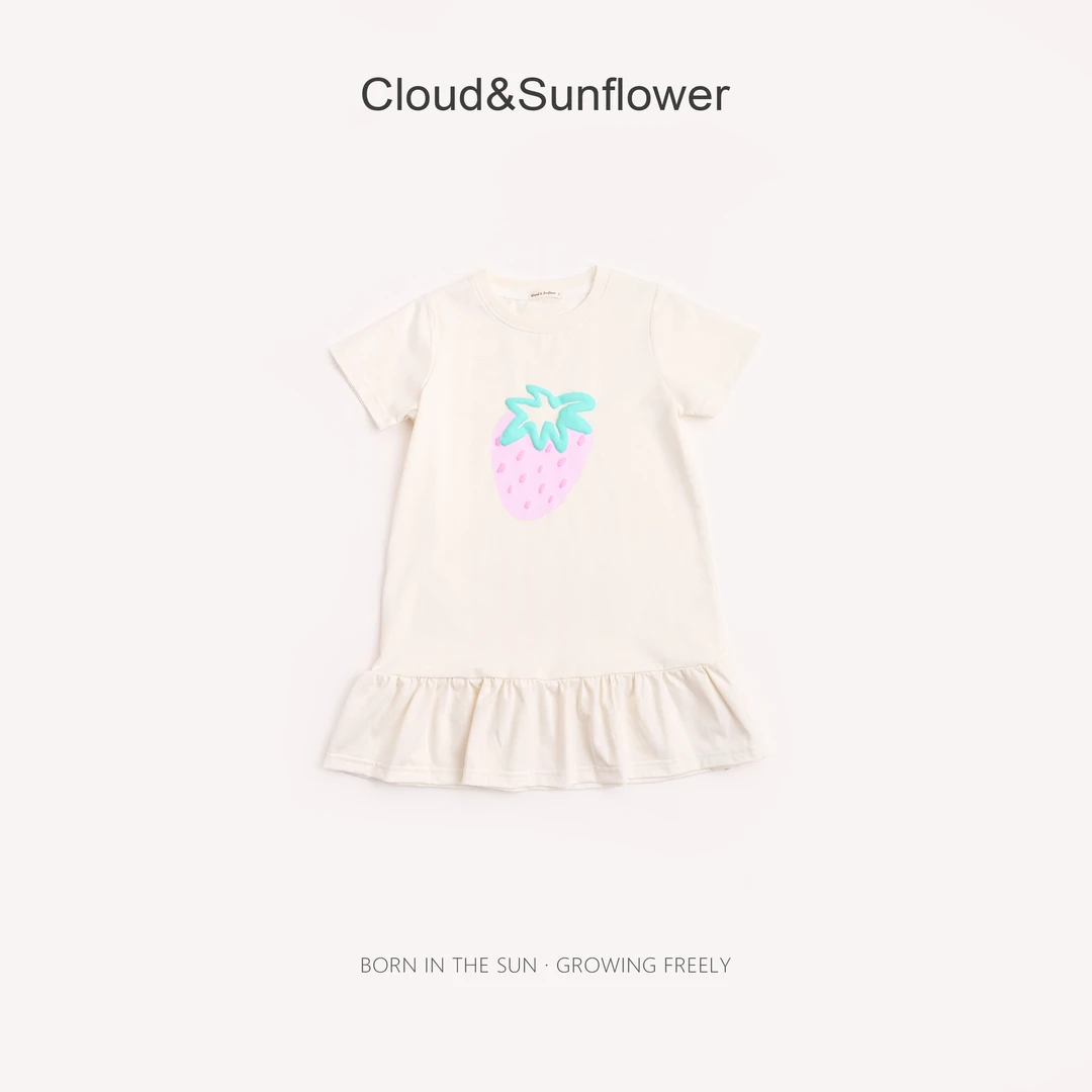 【云朵小葵】女童夏季薄款洋气草莓印花甜美百搭连衣裙252838