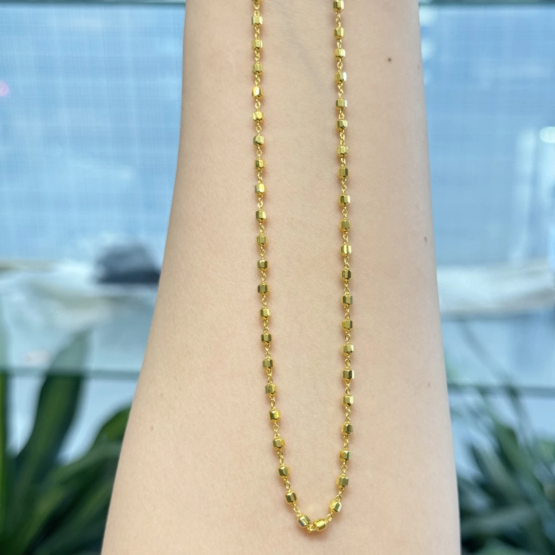 Q【金珠链】55cm三调节 （2.5mm）足金999精工5G