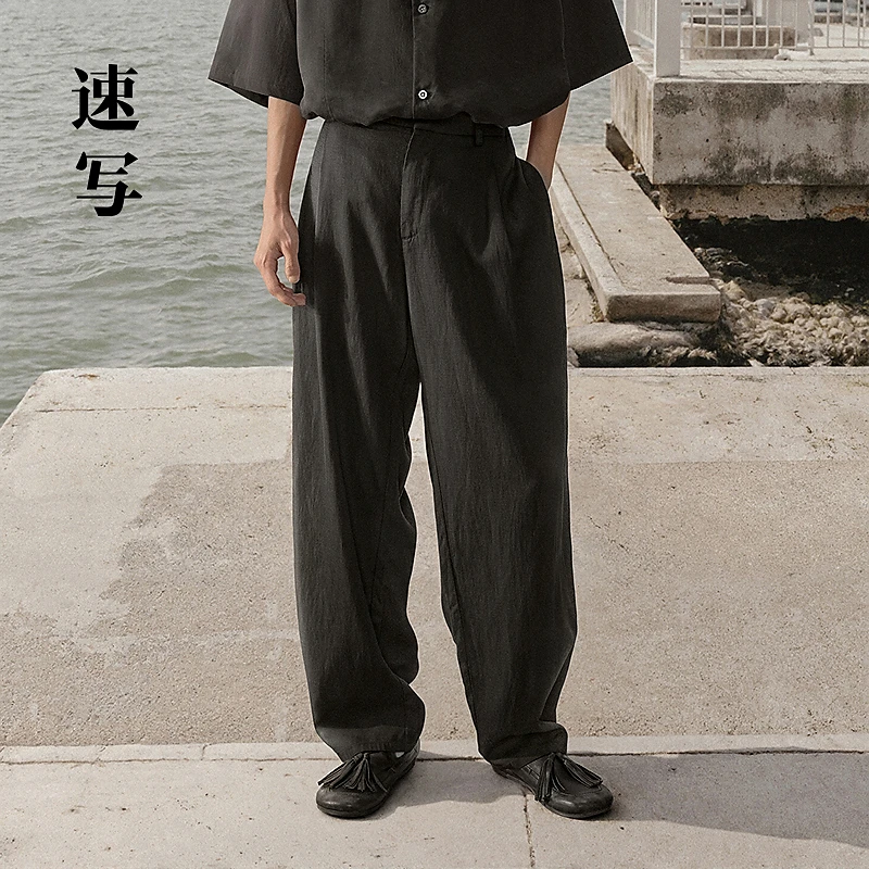 【商场同款】速写男装2025夏新品休闲裤直筒裤宽松长裤9P5E11590