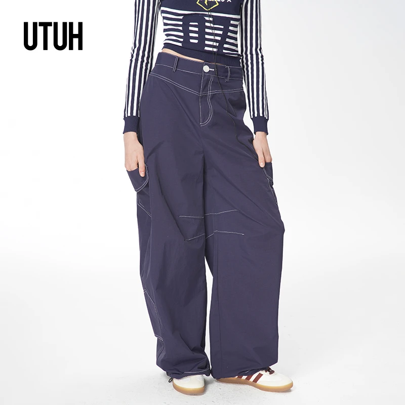 UTUH 蓝色工装休闲长裤 TDWWS1K011