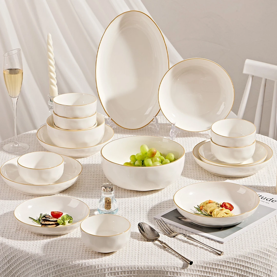 高级感餐具套装碗家用2026新款高颜值釉下彩碗盘套装家用乔迁新居