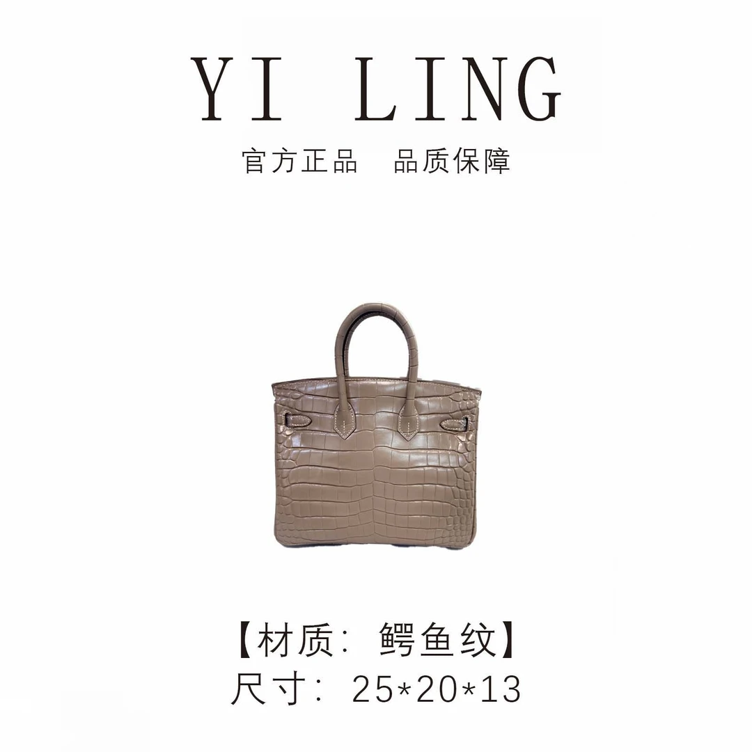 YI LING 二店【2025新款】大象灰银扣 鳄鱼纹 手提包 30307