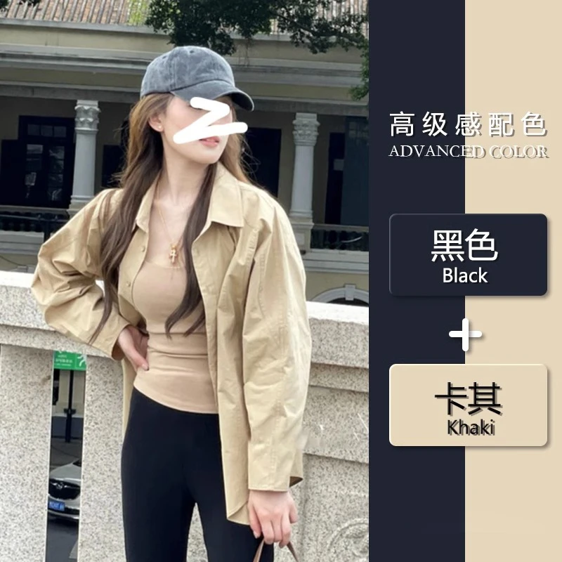 F282女士气质上衣纯棉衬衫女2025新款爆款洋气长袖衬衣外套高级感