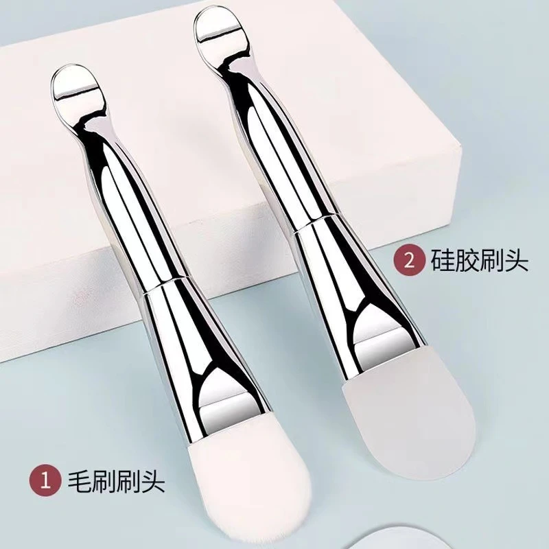 美容软毛刷双头挖勺刷硅胶面膜刷子单支美妆工具便携定妆