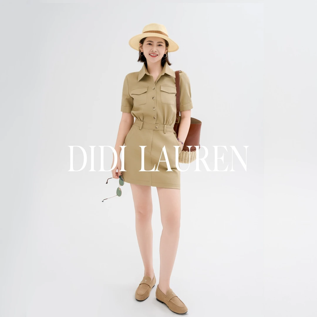 DIDI LAUREN“原野无序”美式卡其色工装连衣裙