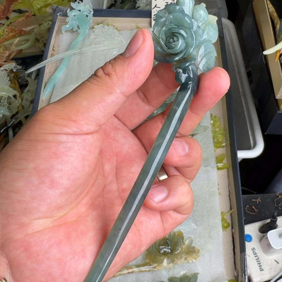 岫玉未镶嵌发饰明君玉簪就是好看