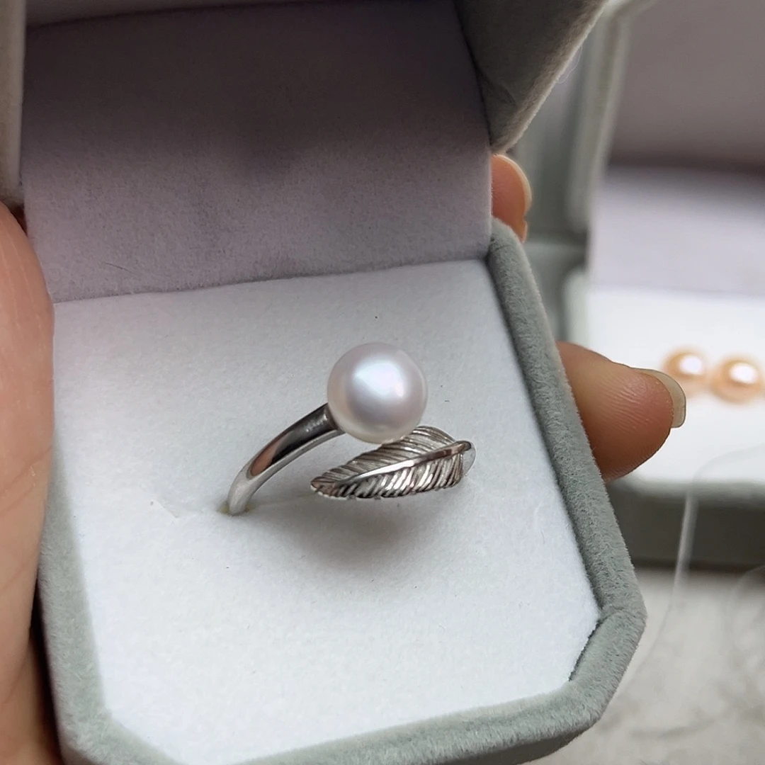 戒指银S925镶嵌淡水珍珠