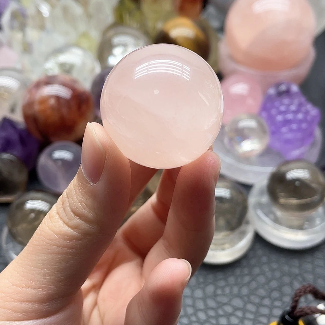 未镶嵌水晶珠宝半成品15粉水晶球3.4cm