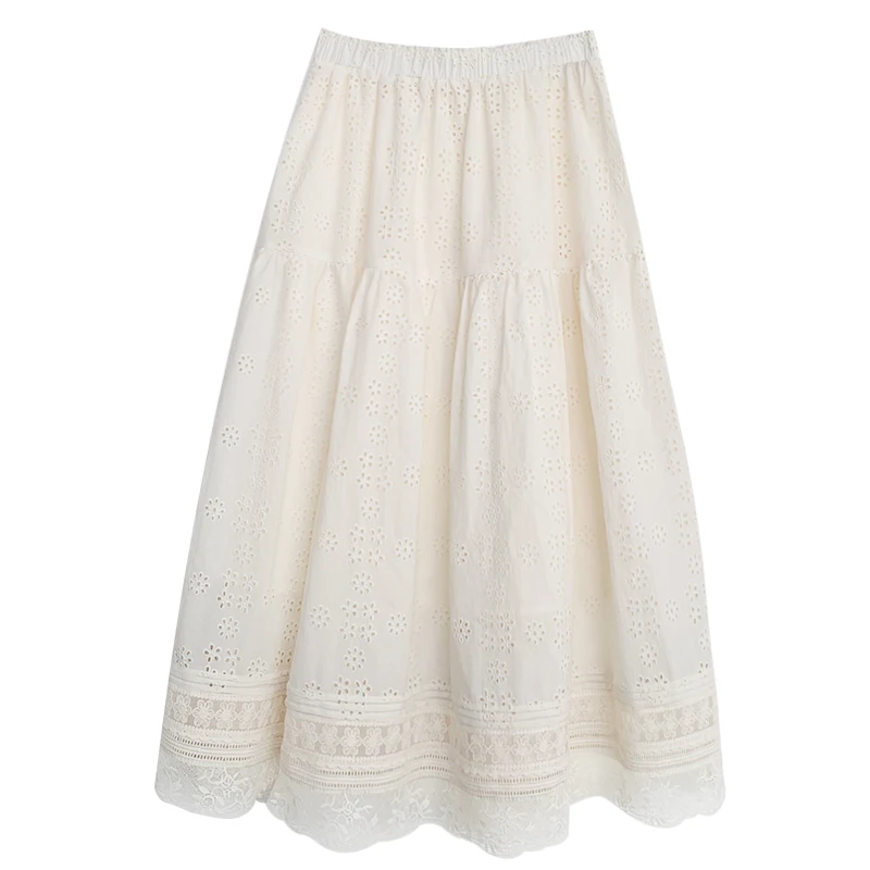 【香香的梨】 日系杏色蕾丝半身裙EM2399