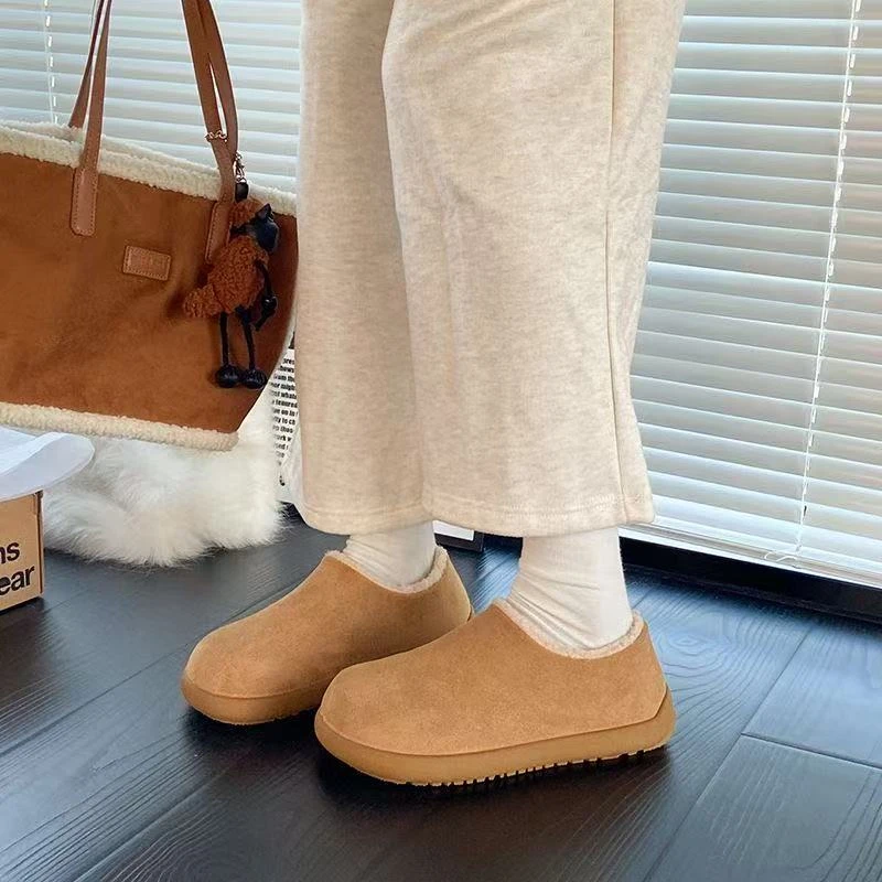 2025女冬外穿厚底毛毛鞋小土豆全包加绒保暖勃肯鞋一脚蹬雪地棉鞋