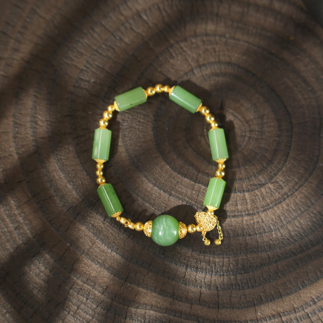 青果-天然和田玉18K金手串（多样性发其一）