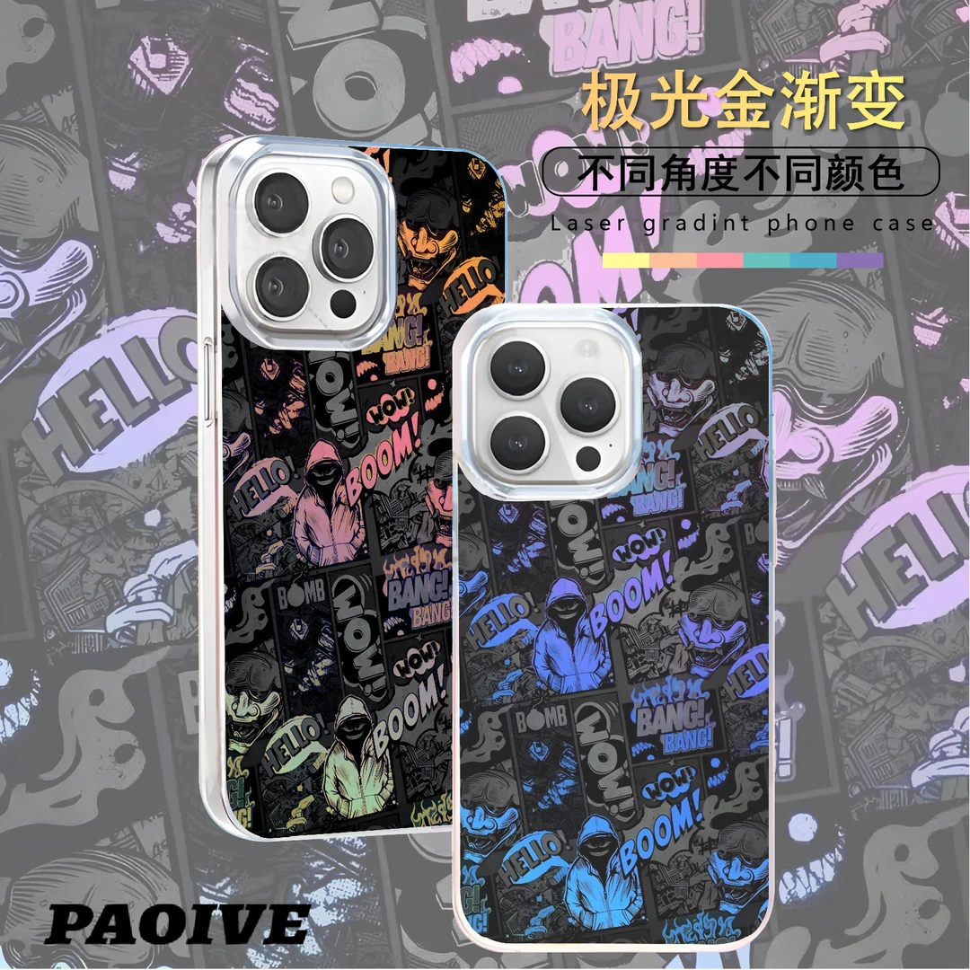 满屏涂鸦适用苹果华为vivo一加iPhone小米红米一加极光手机壳