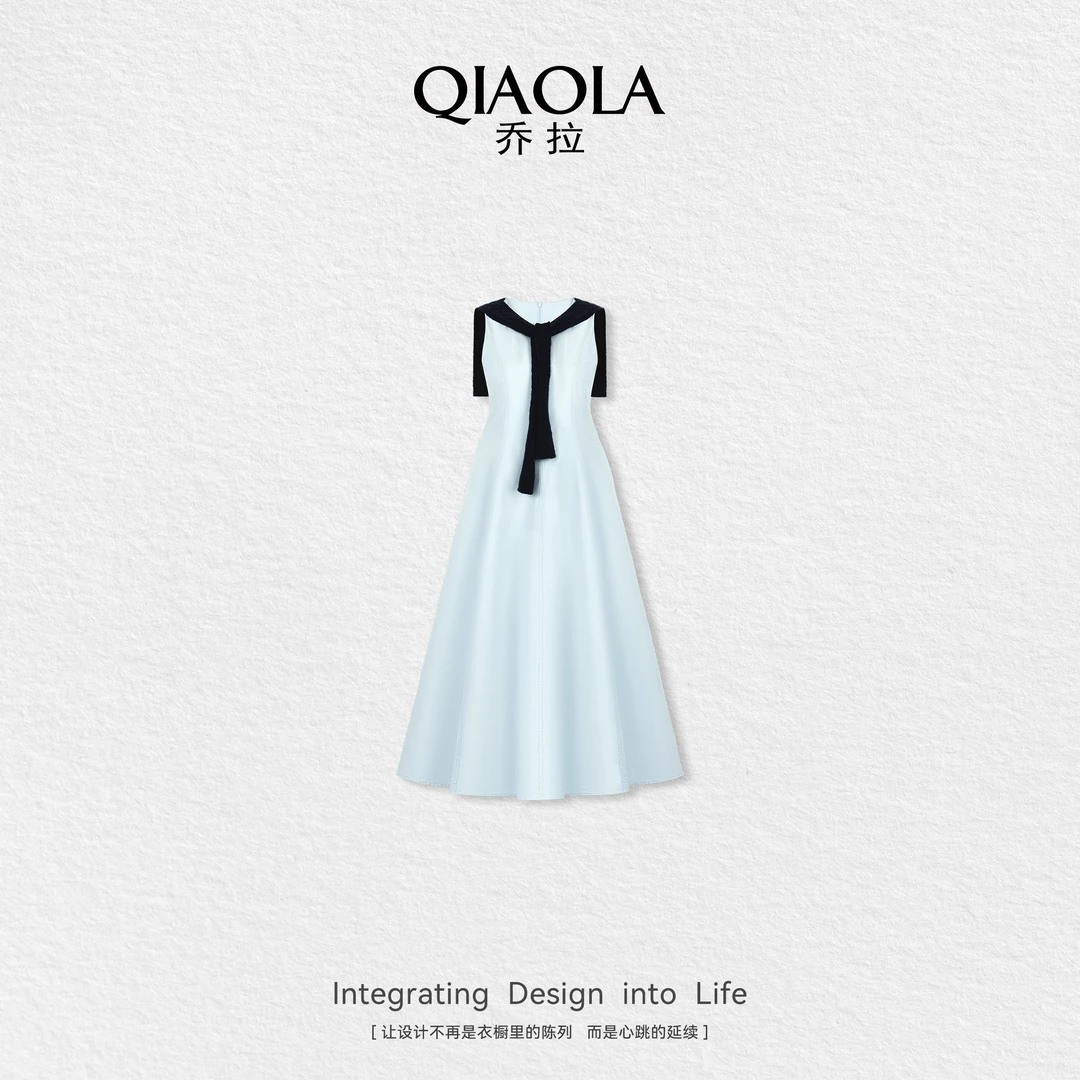 QIAOLA/乔拉【心动指南】秋季新款纯棉无袖百搭显瘦气质连衣裙预售
