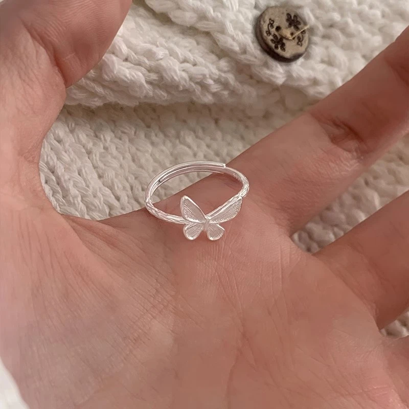 CUOOYINO/初影 925银戒指 【纹理蝴蝶】精致戒指时尚轻奢百搭开口戒