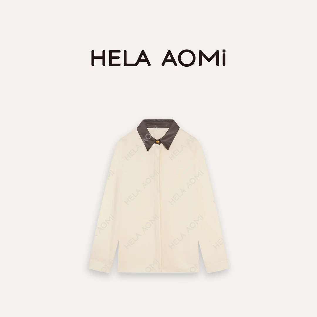 HELA AOMI “拼皮衬衫”绵羊毛莱赛尔异领设计老钱风衬衫CY5CM12510