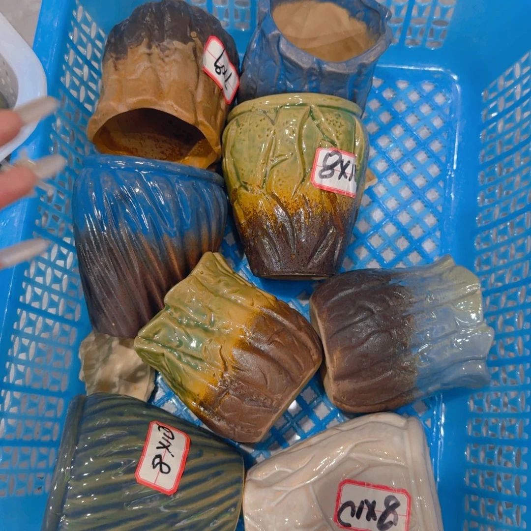 紫砂花盆粗陶精雕