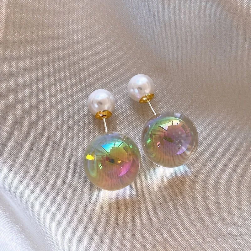 光晕泡泡小众圆球透明韩系高级感耳钉P452
