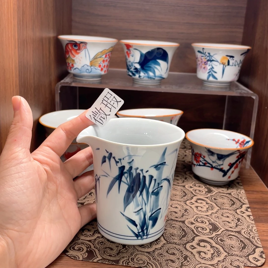 釉下手绘茶具微瑕