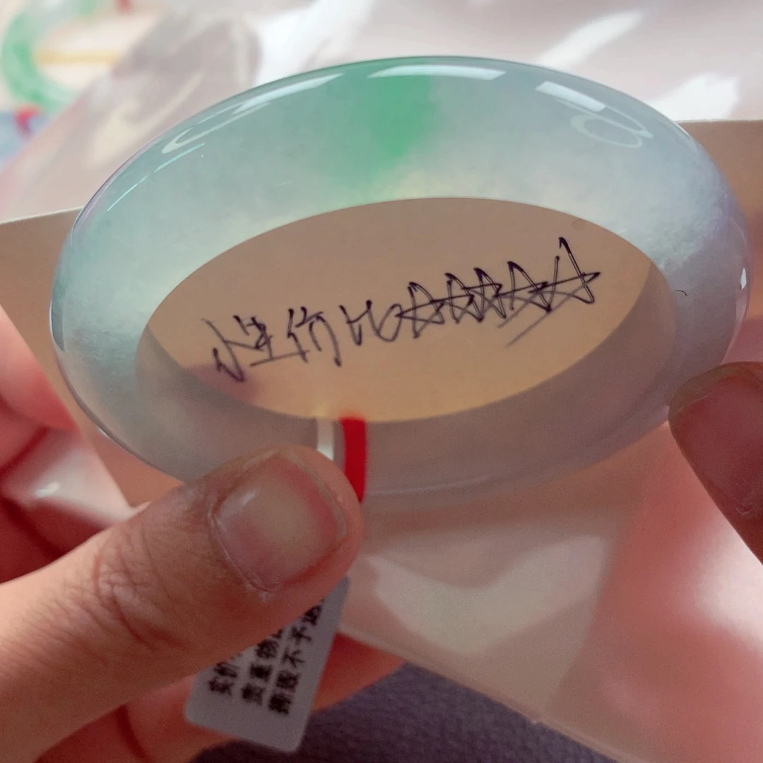 漆***佑翡翠未镶嵌手镯师妹53.8阳春白雪透光