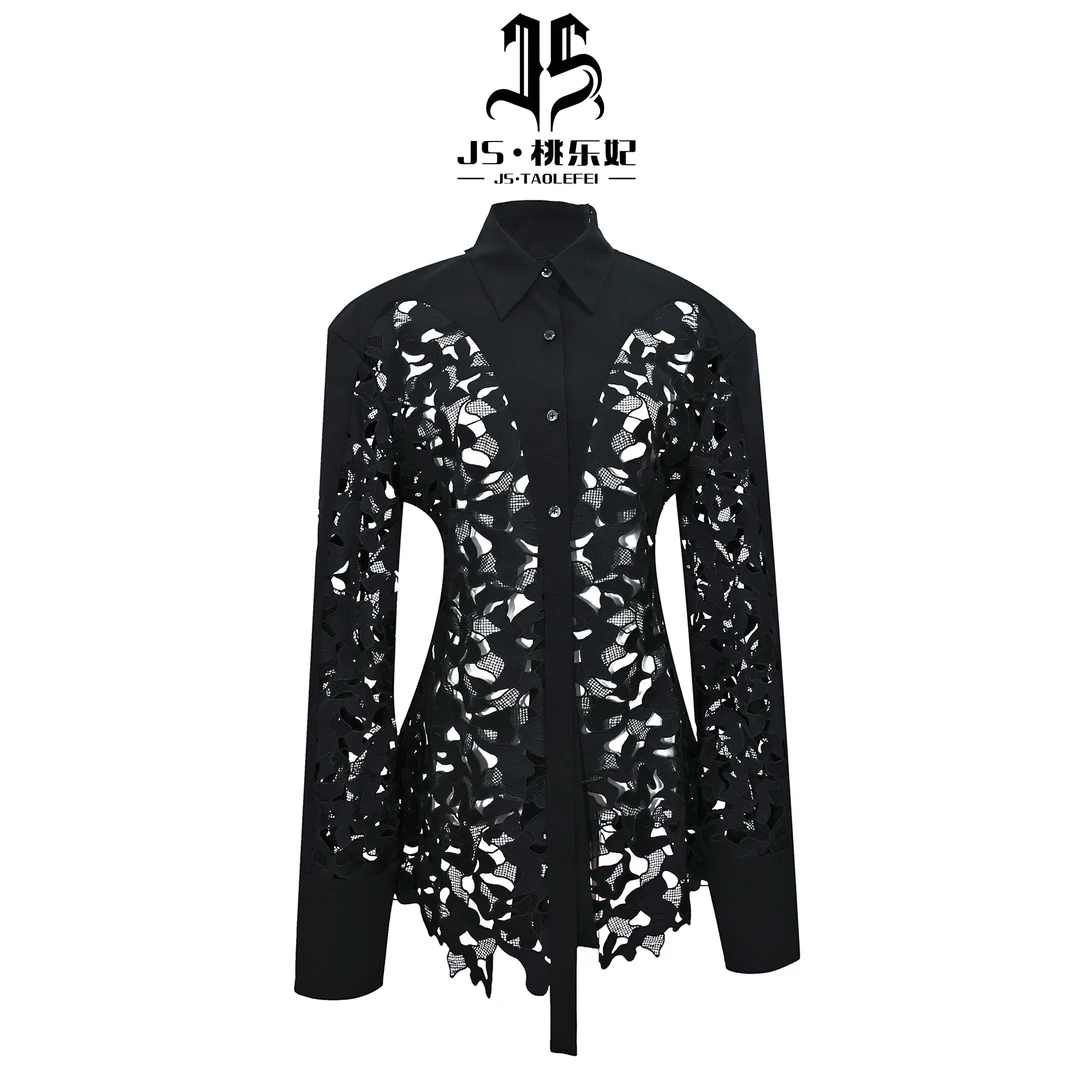 YOU设计师品牌黑色蕾丝上衣