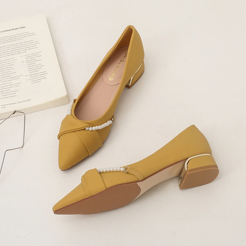 木木80152-1高级感尖头单鞋新款浅口鞋韩版瓢鞋百搭配裙子女鞋