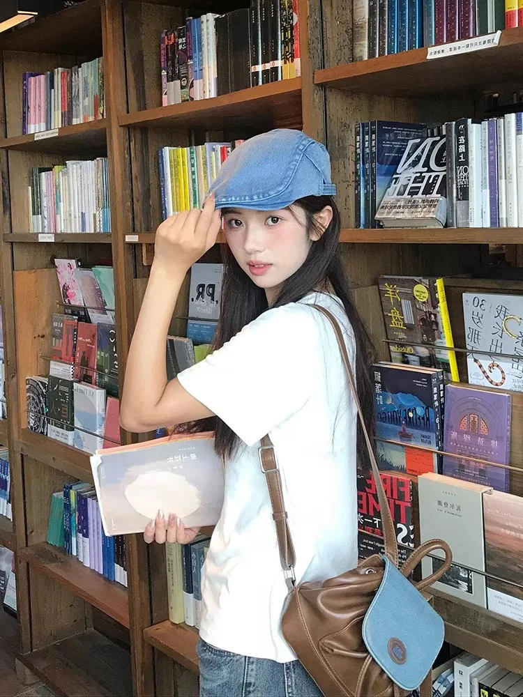 【千禧牛仔风】复古拼接 做旧前进帽百搭复古辣妹港风鸭舌帽潮酷风