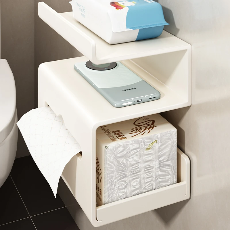 优勤卫生间纸巾盒厕所置物架免打孔壁挂式抽纸厕纸盒洗手间卷纸架