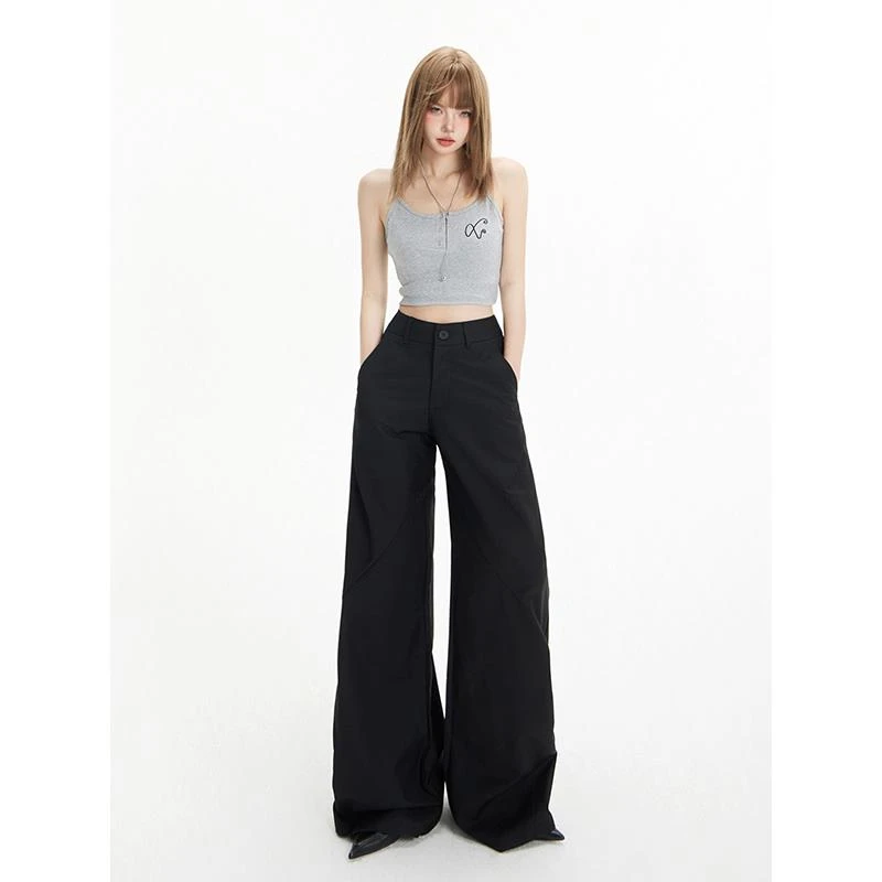 POYZ复古高腰宽松阔腿裤夏季薄款西装镰刀裤百搭显瘦休闲裤女