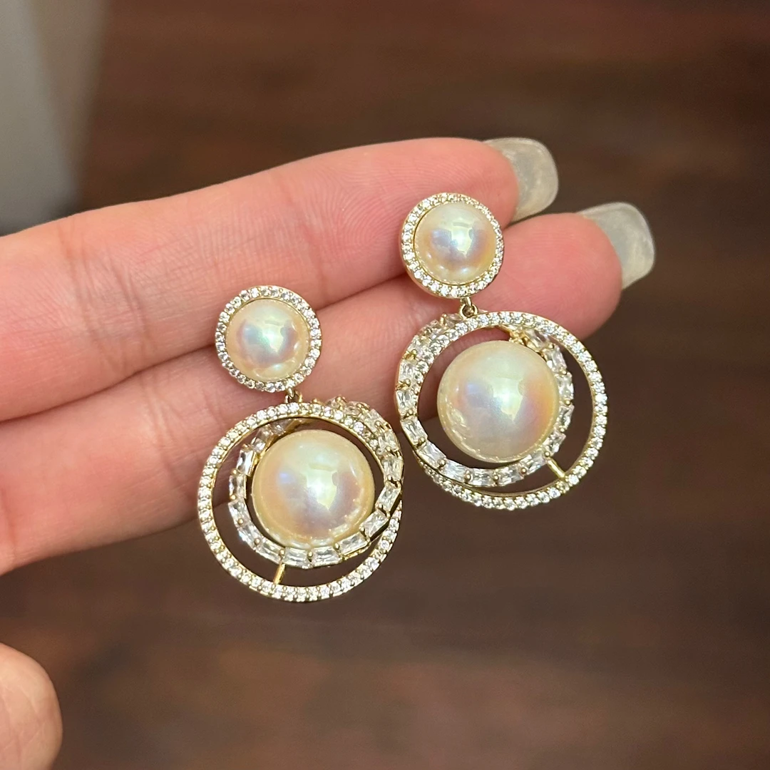 铜合金仿珍珠耳饰 K0093轻奢小众气质温柔珠珠耳钉时尚百搭