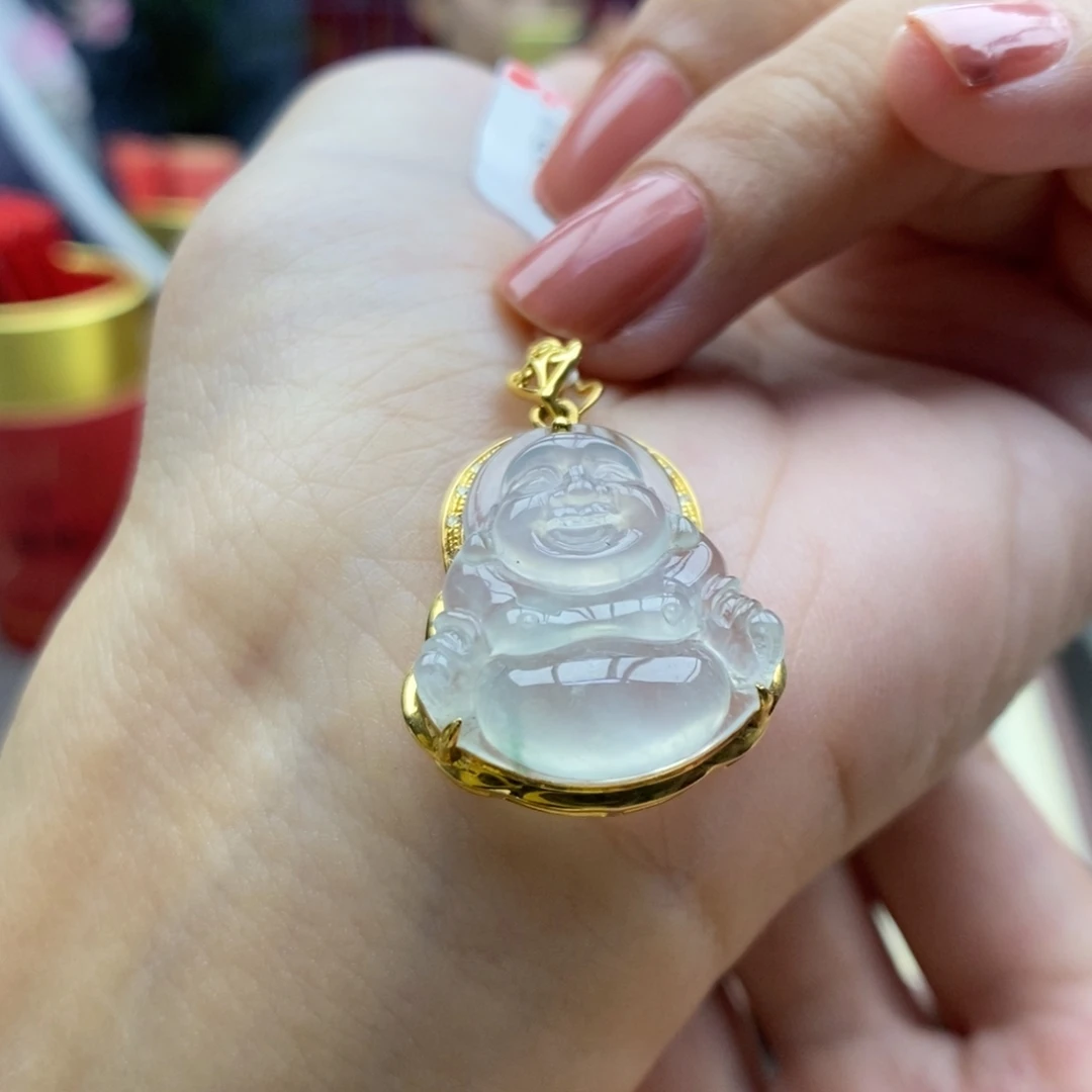 翡翠18K金镶嵌颈饰吊坠25