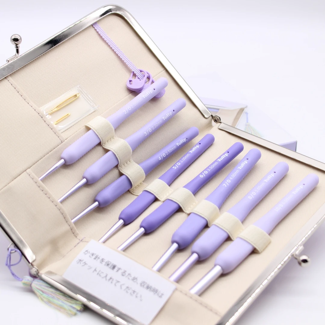 日本广岛Tulip ETIMO murasaki熏衣草紫色树脂柄TEM钩针套装