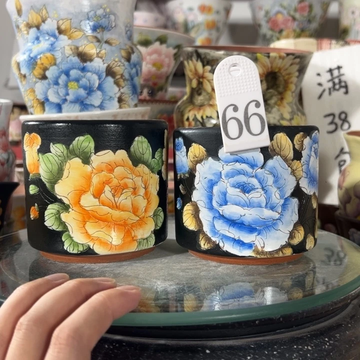 景德镇手绘花盆满38包邮偏远地区除外