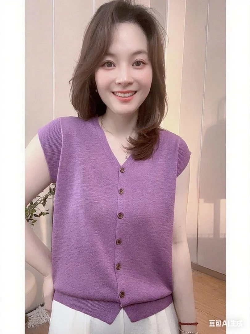 【大码】923-2欧货夏季简约纯色V领针织背心酷飒风女装高级感