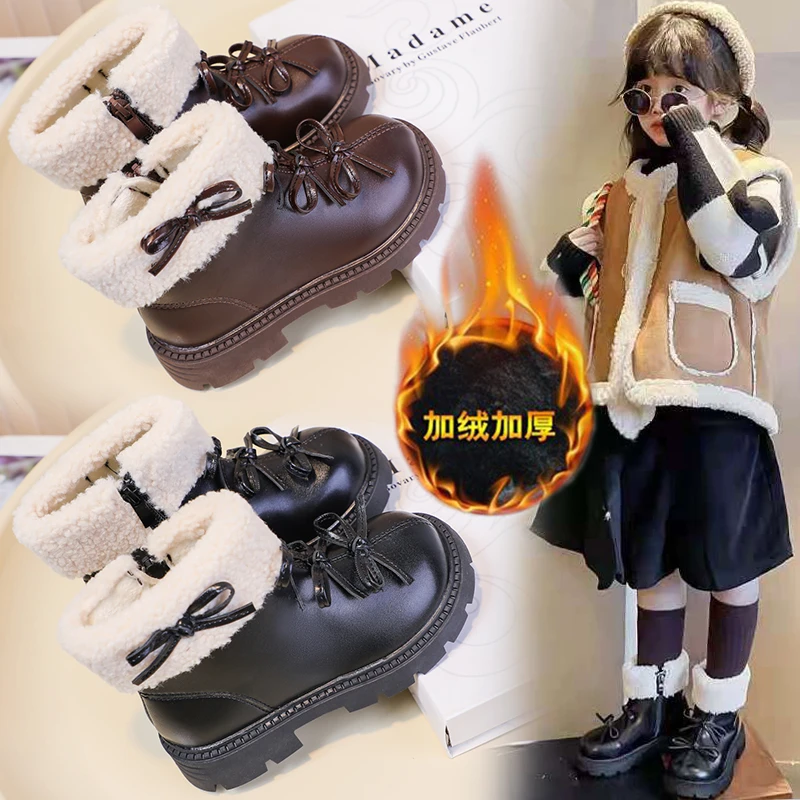 女童靴2025新款秋冬儿童小女孩小香风儿童短靴女孩洋气皮面马丁靴