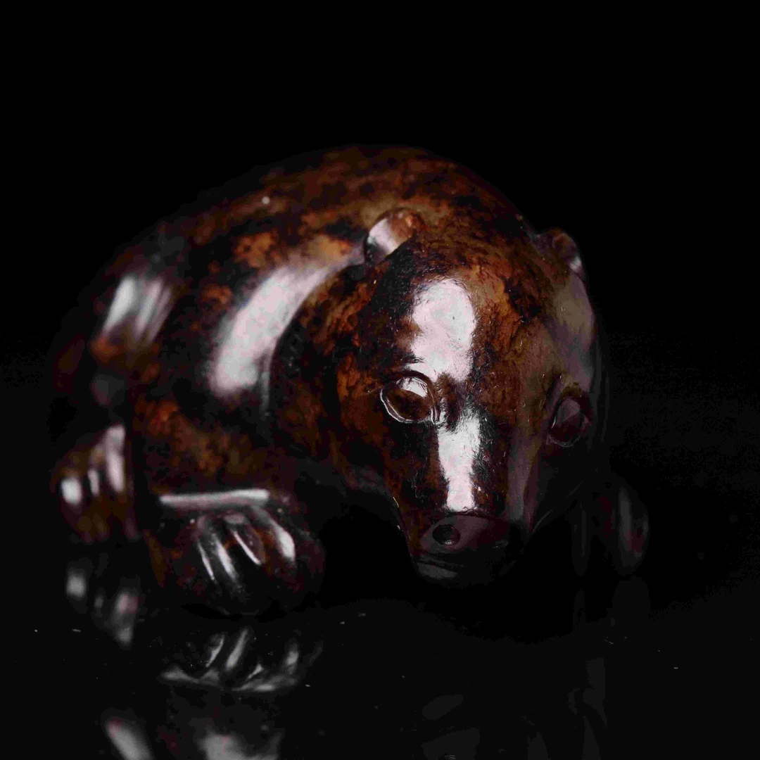 明代和田玉玉熊把件-NX