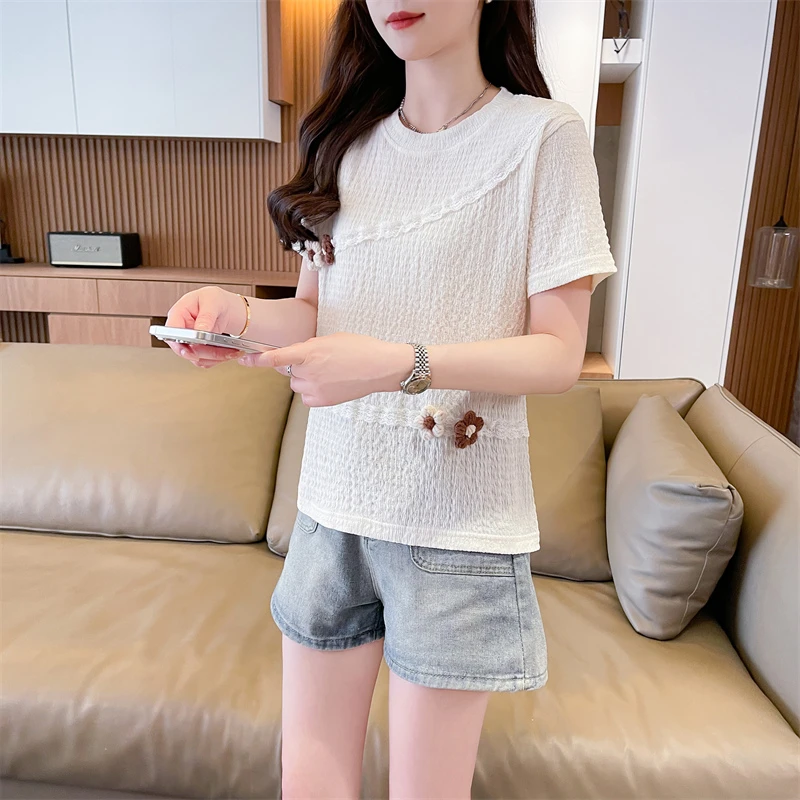 独特漂亮小衫洋气质上衣服女知性风高级感修身短袖T恤新爆薄短款