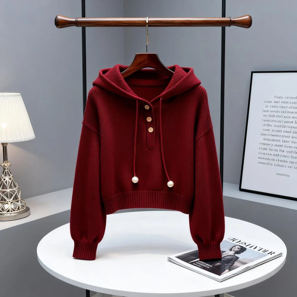 今年秋冬流行的爆款上衣别致漂亮减龄慵懒风针织衫连帽休闲风卫衣