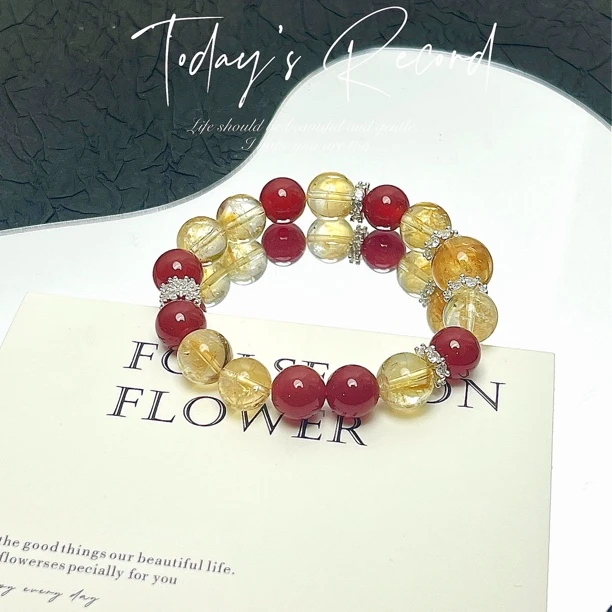 天然 卡10 黄塔晶 红玛恼 春节新年原创手串