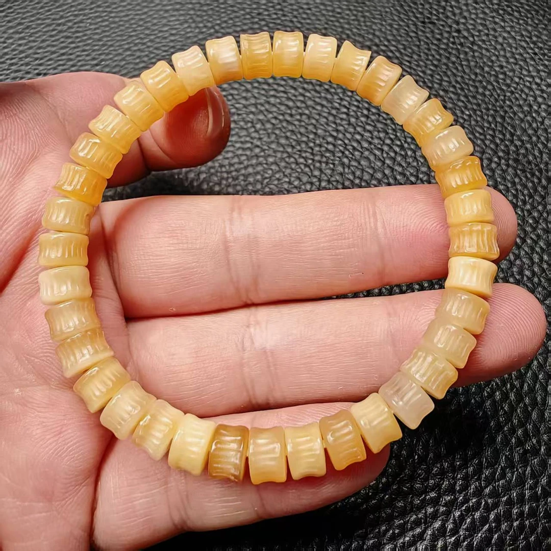 尺寸7.2mm左右龙脊菩提玉化料雕刻无相单圈一条《小鱼文玩》G0140