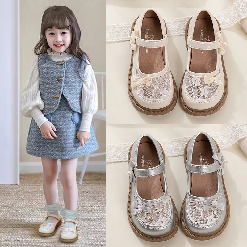 女童鞋儿童皮鞋公主鞋2025新款春秋宝宝网面透气单鞋软底女童鞋子