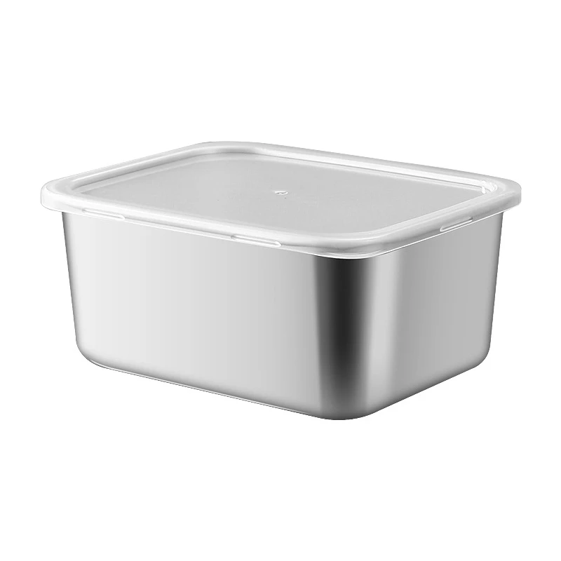 不锈钢小方盒方形保鲜盒冰箱收纳盒带盖子密封防漏留样盒便当盒