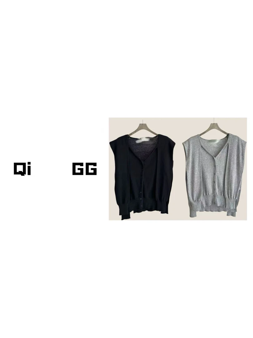 【Qi    GG】袖口分层两穿薄款针织衫