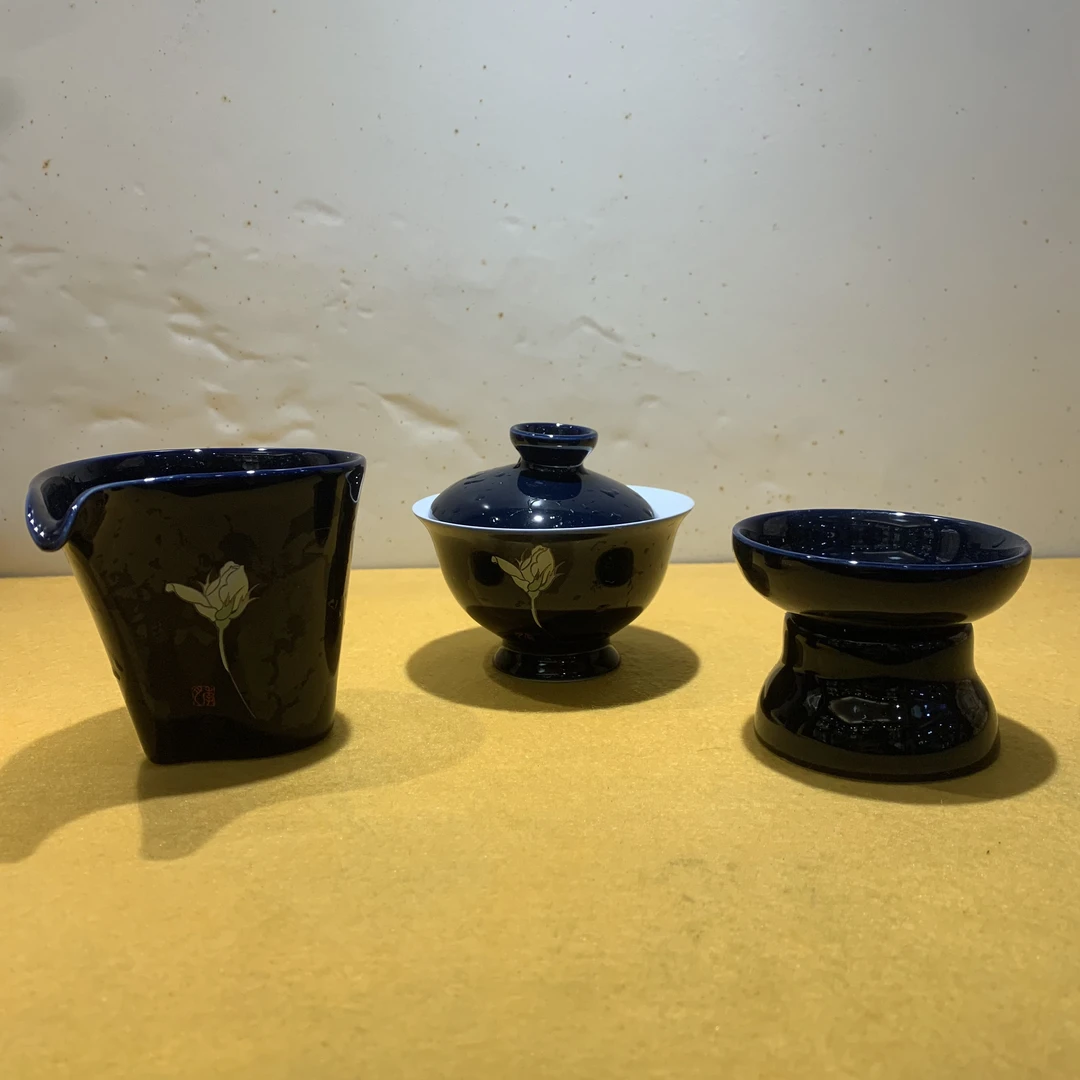 茶具套组 二才盖碗 茶海 茶漏  德化白瓷