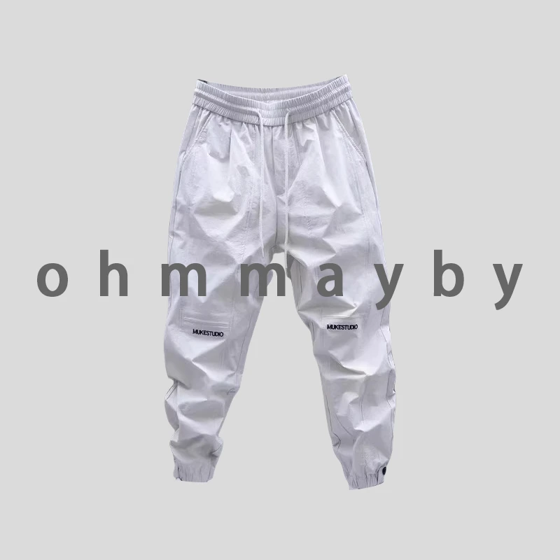ohmmayby夏季美式新款工装裤男潮流宽松束脚九分裤痞帅休闲运动裤