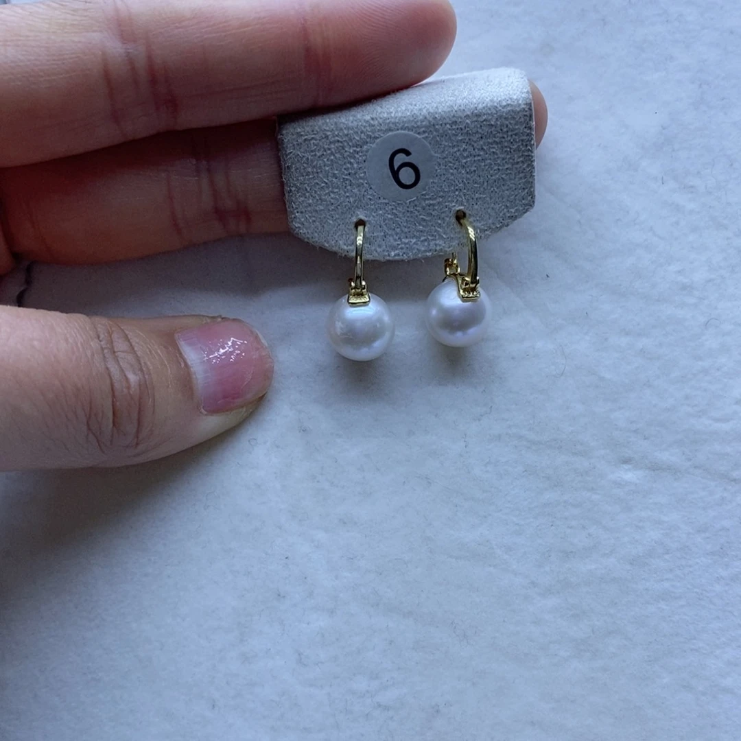 淡水珍珠耳饰银S925镶嵌6