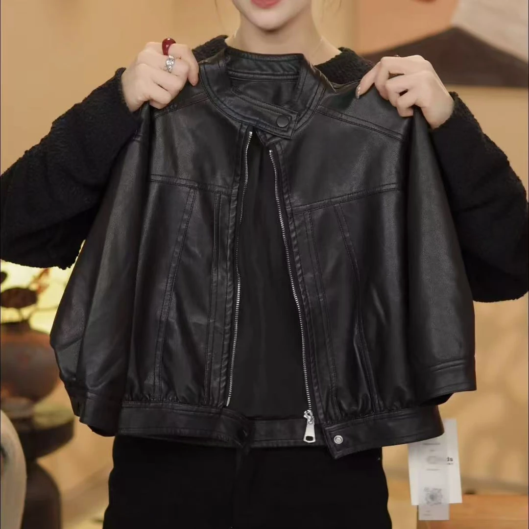 春秋新款儿童外套季新品男女宝宝百搭纯色皮夹克短款风皮衣潮08